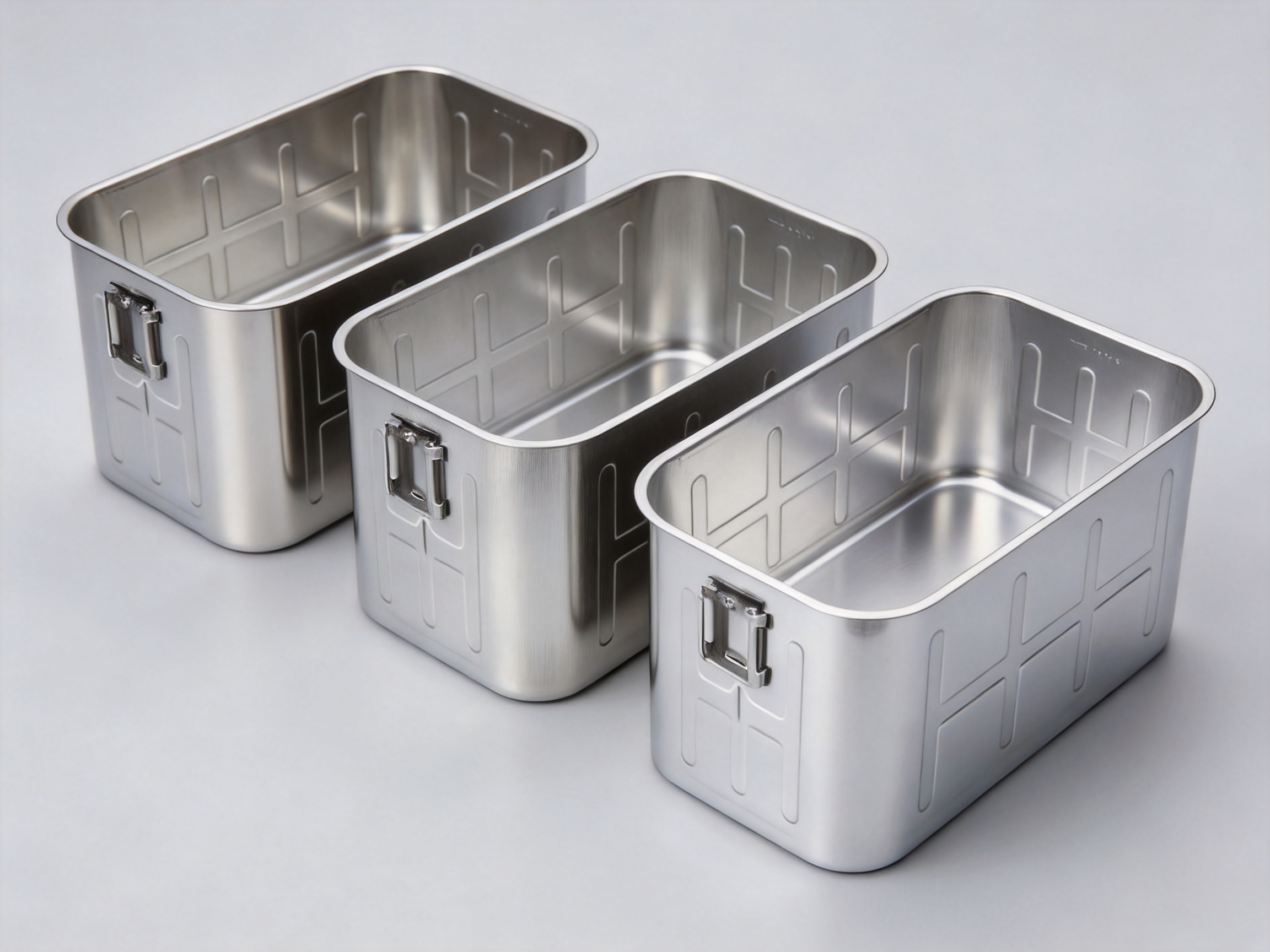 Deep-Drawn Rectangular Containers with Handles for Durable, Hygienic Storage