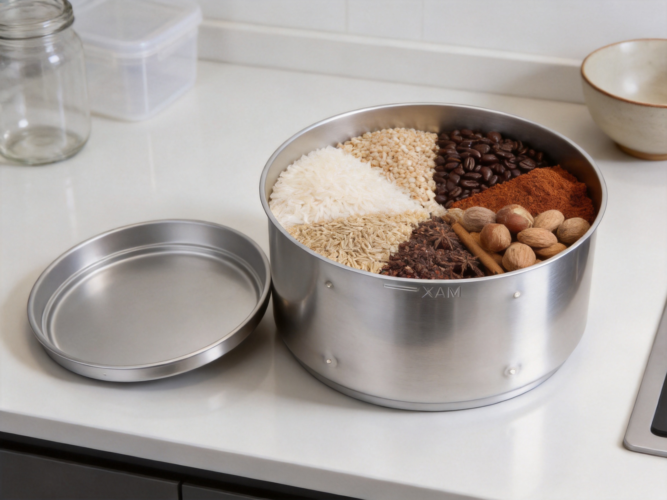 Round Kitchen Container: Durable Deep-Drawn Metal Storage for Modern Kitchens